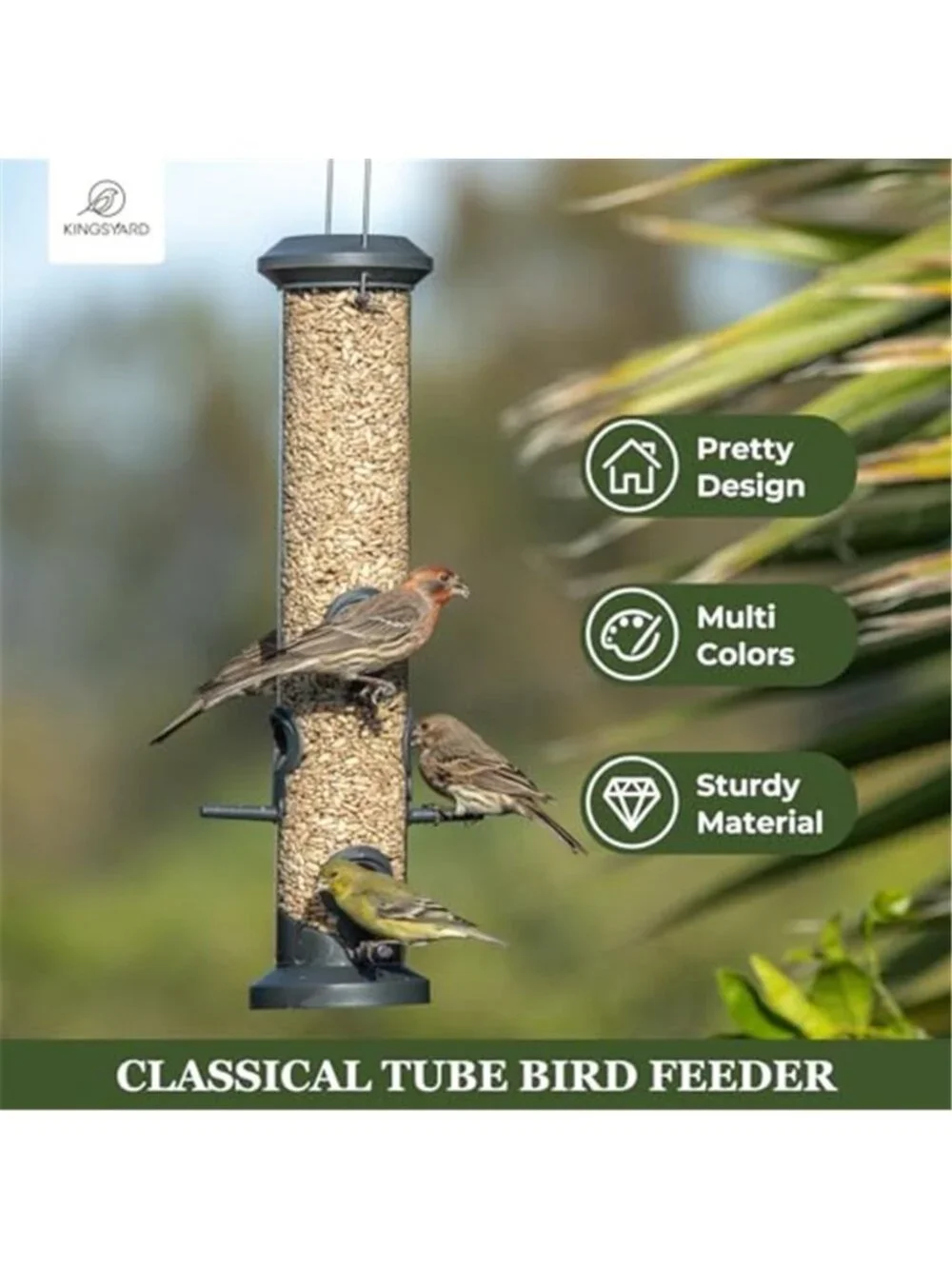 New 2 Pack Tube Feeders with 6 Feeding Ports for Outdoors Hanging